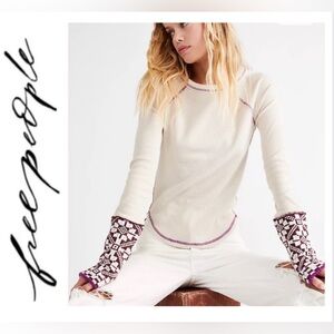 FREE PEOPLE She's Reversible Cuff Thermal Knit Top Sz XS - NWT